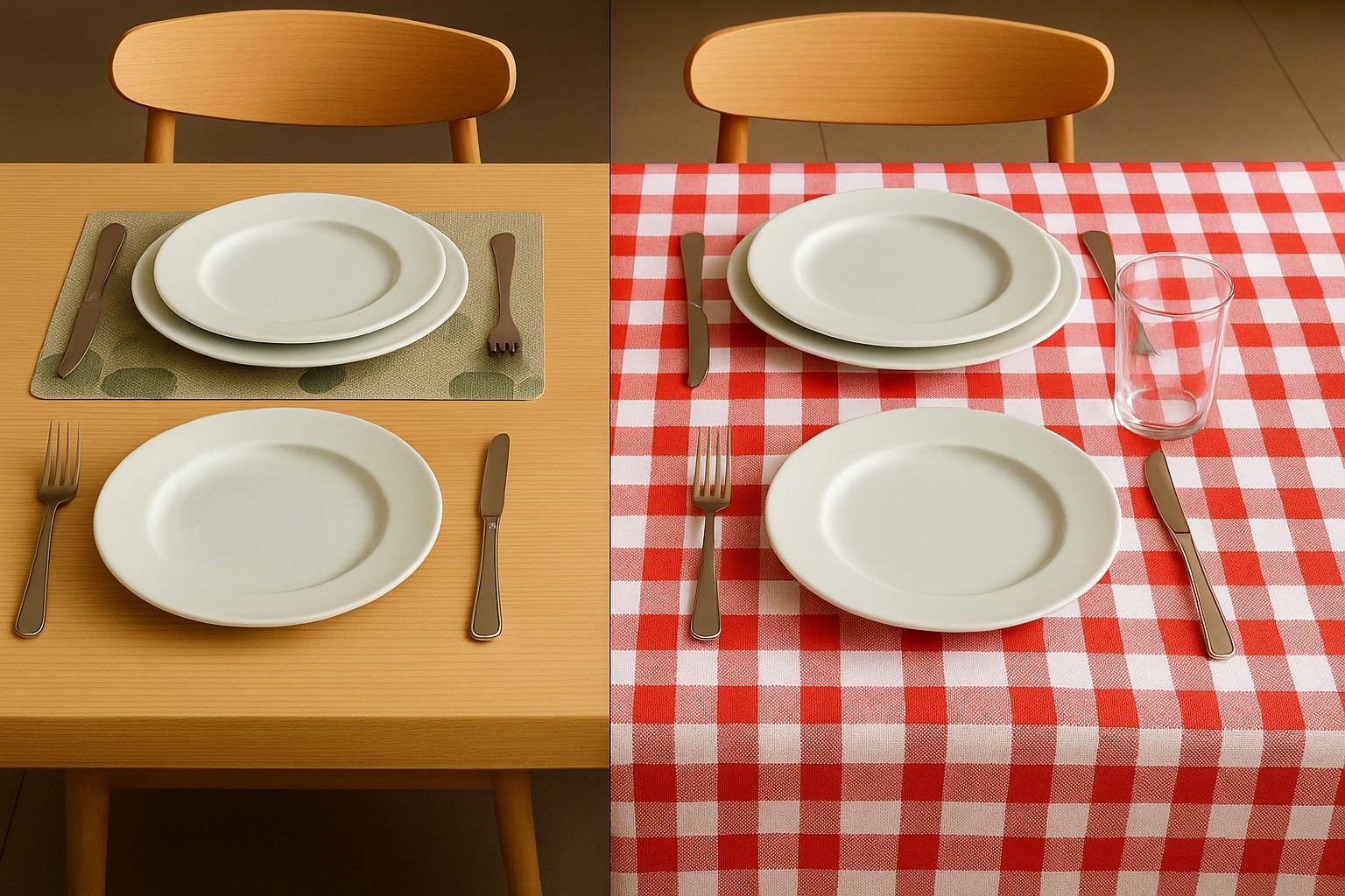 Jogo americano ou Toalha de mesa: quando usar cada um 