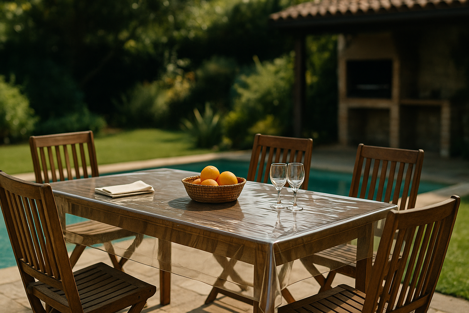 Toalha de mesa cristal em diferentes ambientes. 